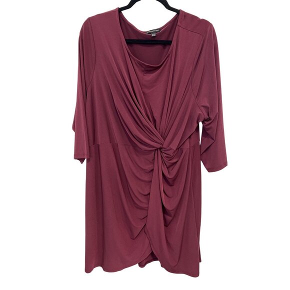 Lane Bryant Twist Front Dress Plus Size 22/24 Burgundy 3/4 Sleeve Elegant Party - Picture 1 of 7